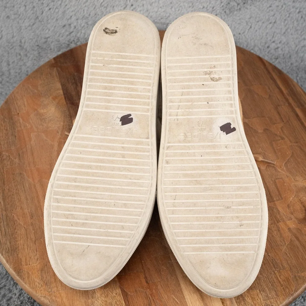 JSLIDES TAN SUEDE PLATFORM SNEAKERS SIZE 7.5